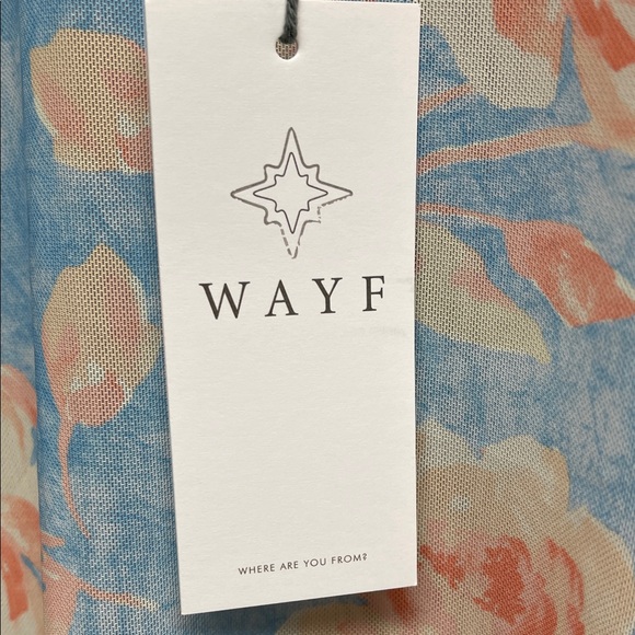 WAYF Sheer  Short Sleeve Floral Top - Blue and Peach - Picture 3 of 11